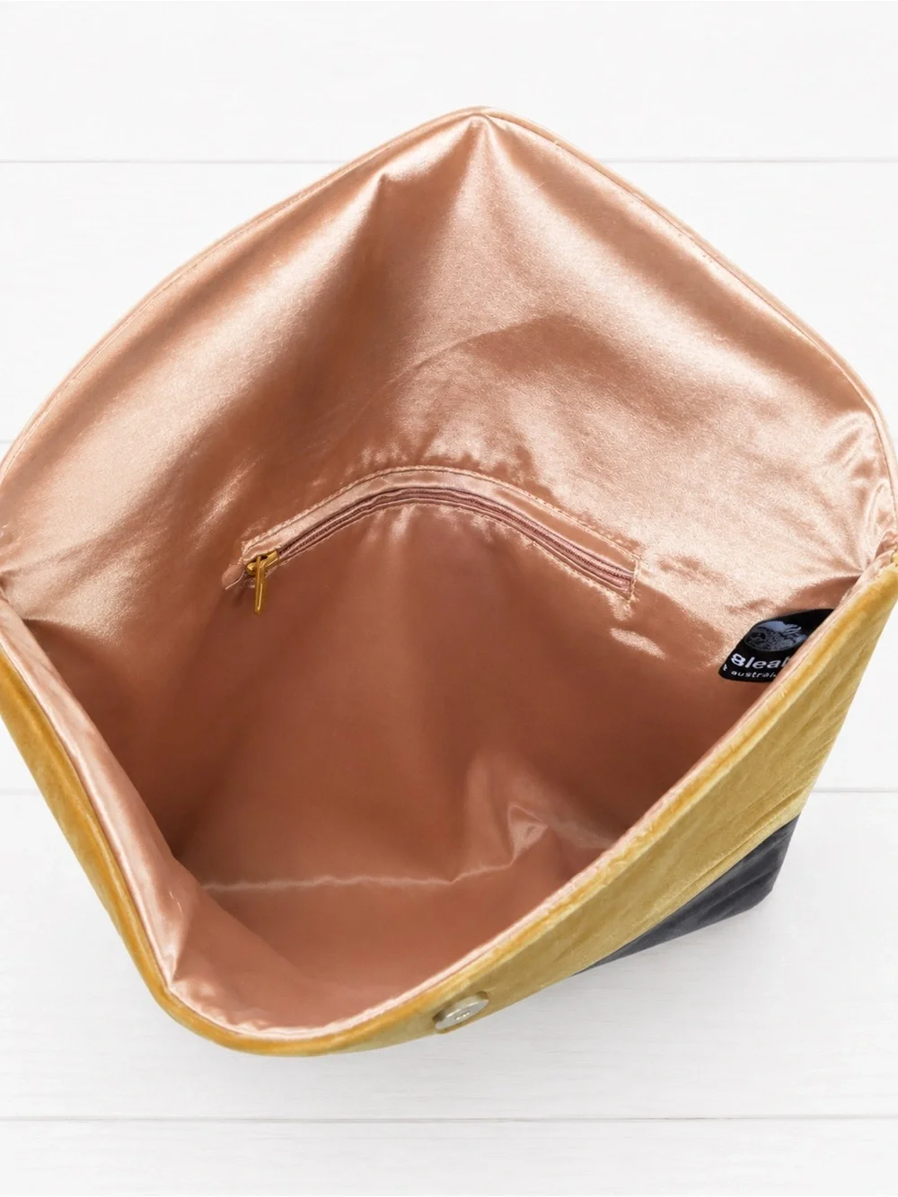Shiraleah Velvet Colorblock Clutch - Mustard and Grey